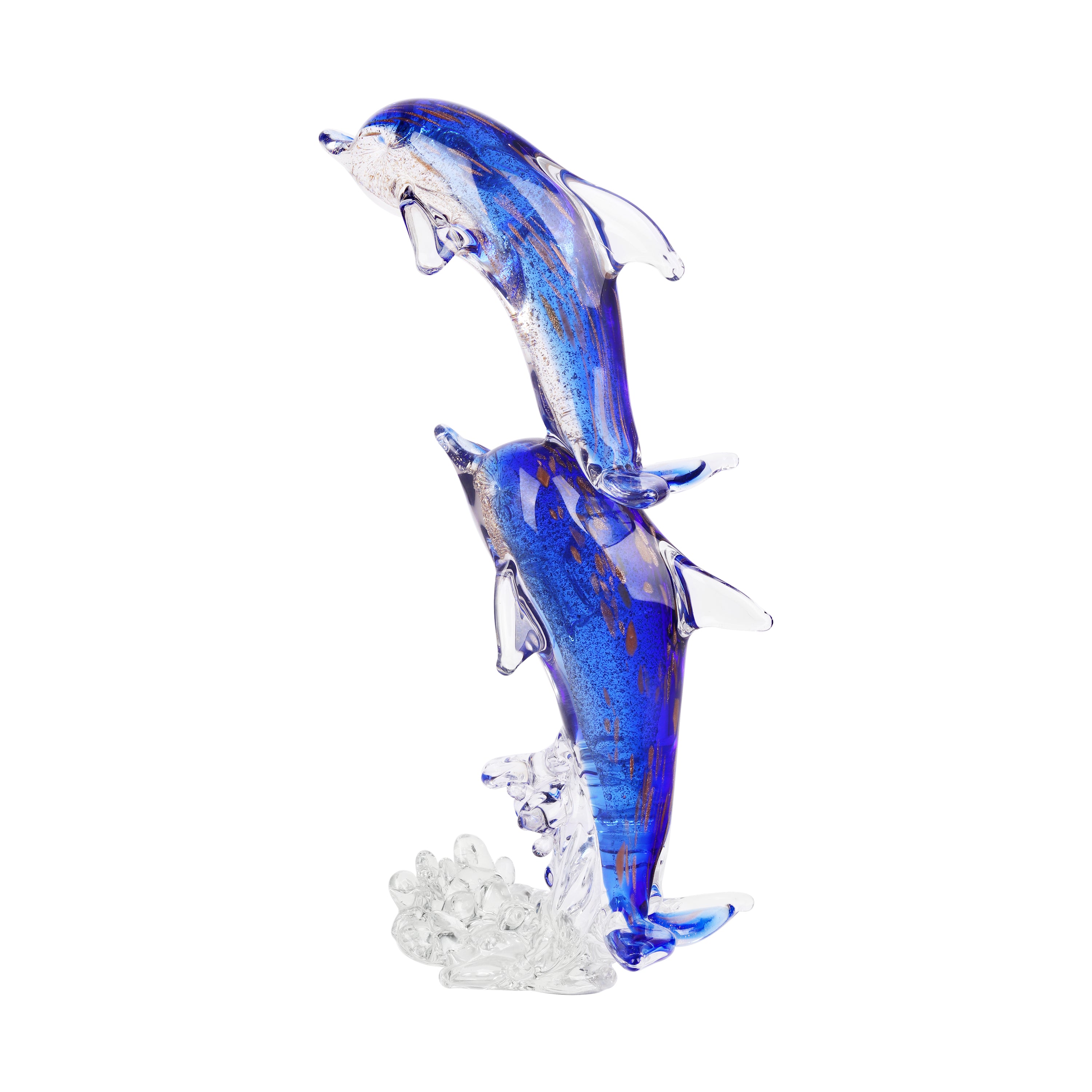 Elegant Blue Glass Dolphin Figurine