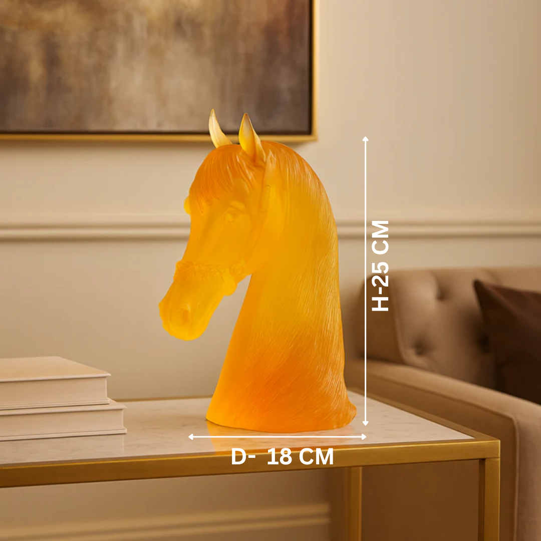 Amber Crystal Horse Head Sculpture