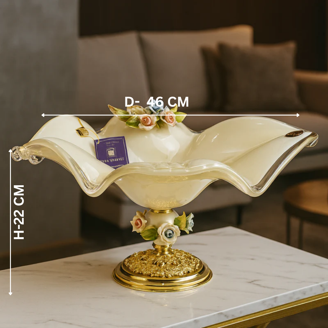 Murano White Crystal Floral Vase