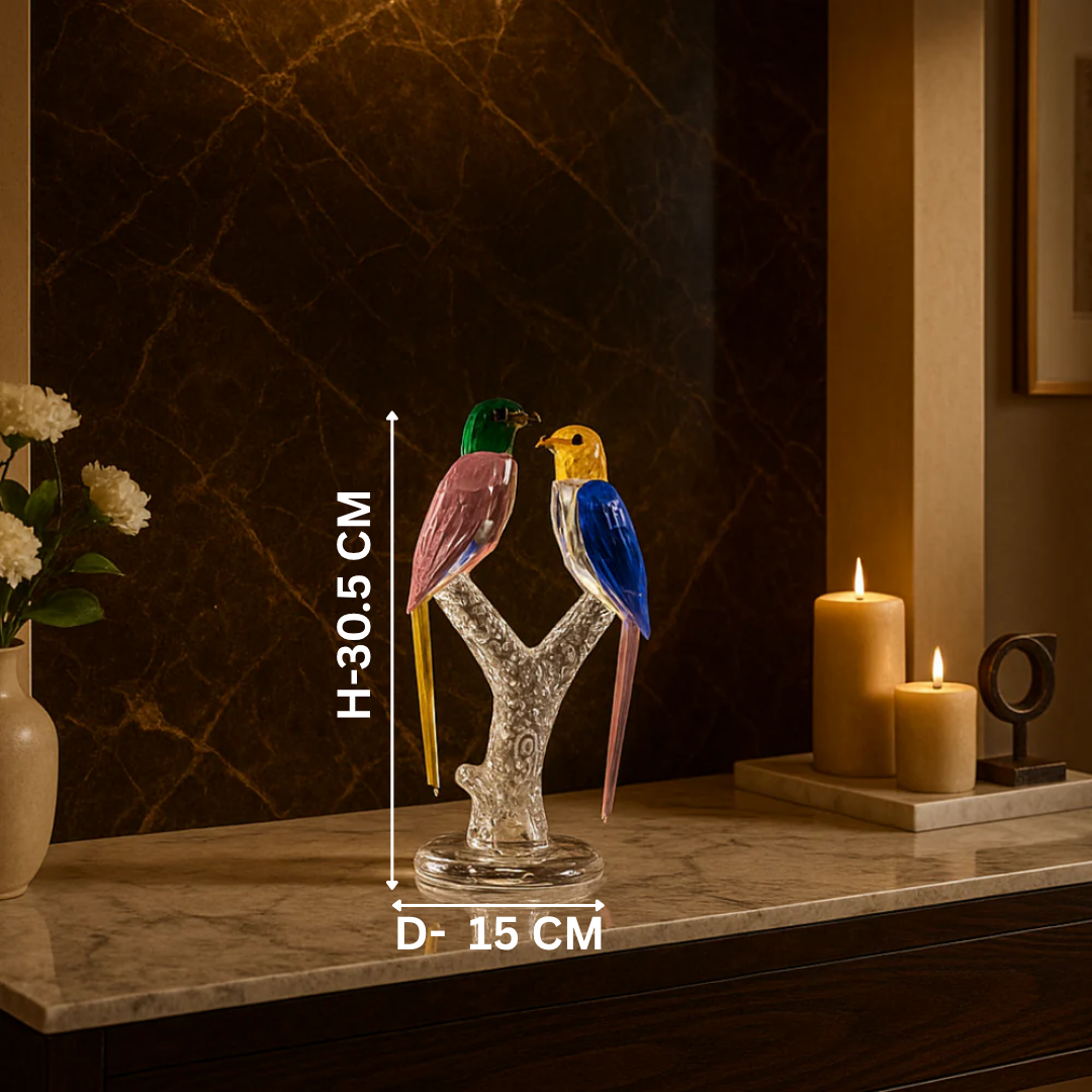 Crystal Love Birds on Branch Showpiece