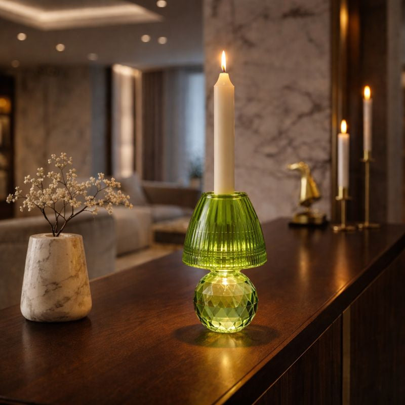 Crystal Candle Holder Green