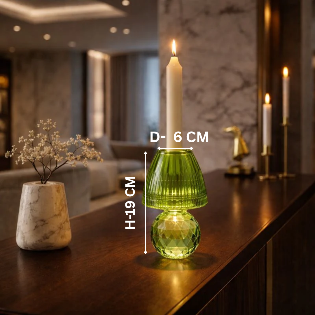 Crystal Candle Holder Green