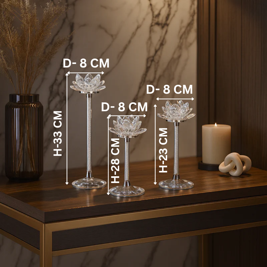 Set of 3 Crystal Flower Candle Holder