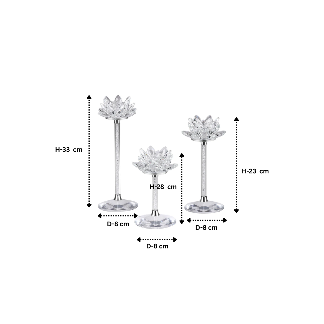 Set of 3 Crystal Flower Candle Holder