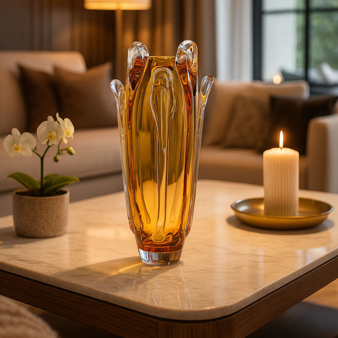 Crystal Swirl Vase Amber Large
