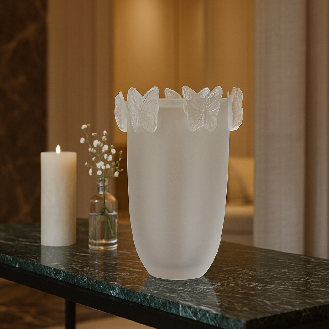 Crystal Butterfly Vase Frost Clear Large