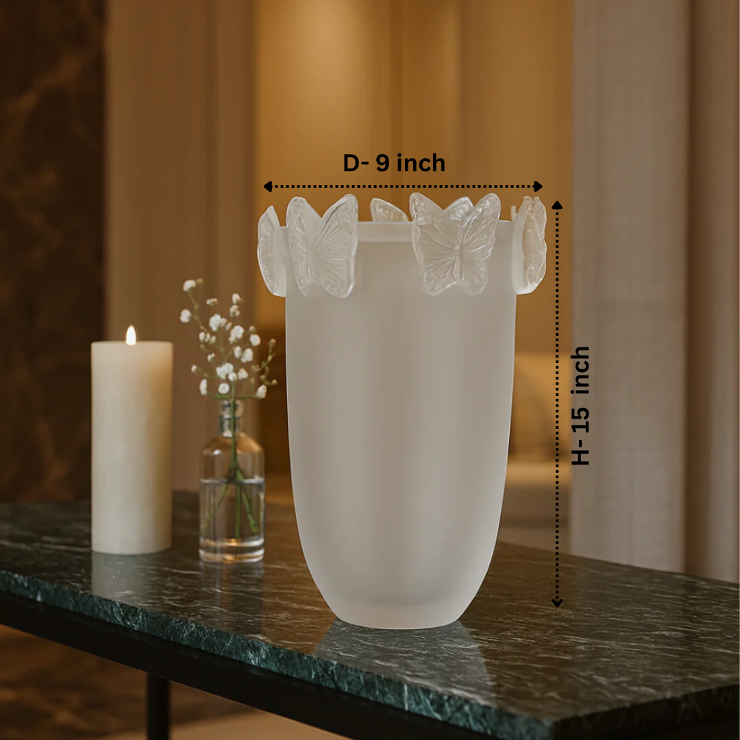 Crystal Butterfly Vase Frost Clear Large