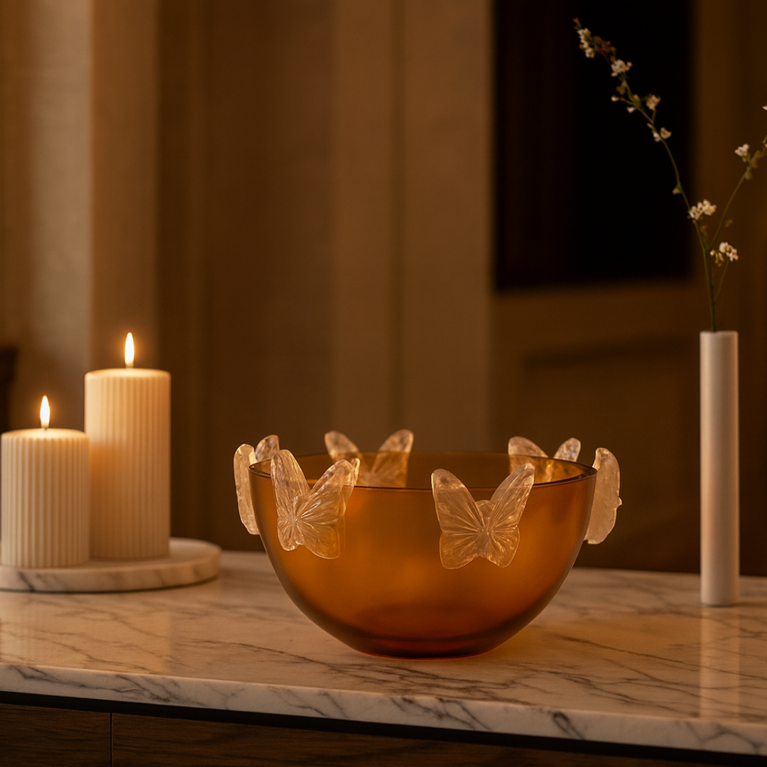 Crystal Butterfly Bowl Amber