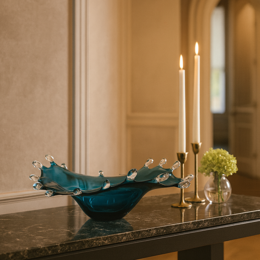 Crystal Aqua Splash Bowl Large