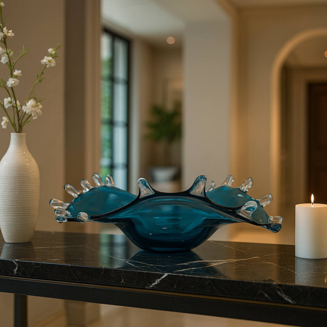 Crystal Aqua Splash Bowl Small