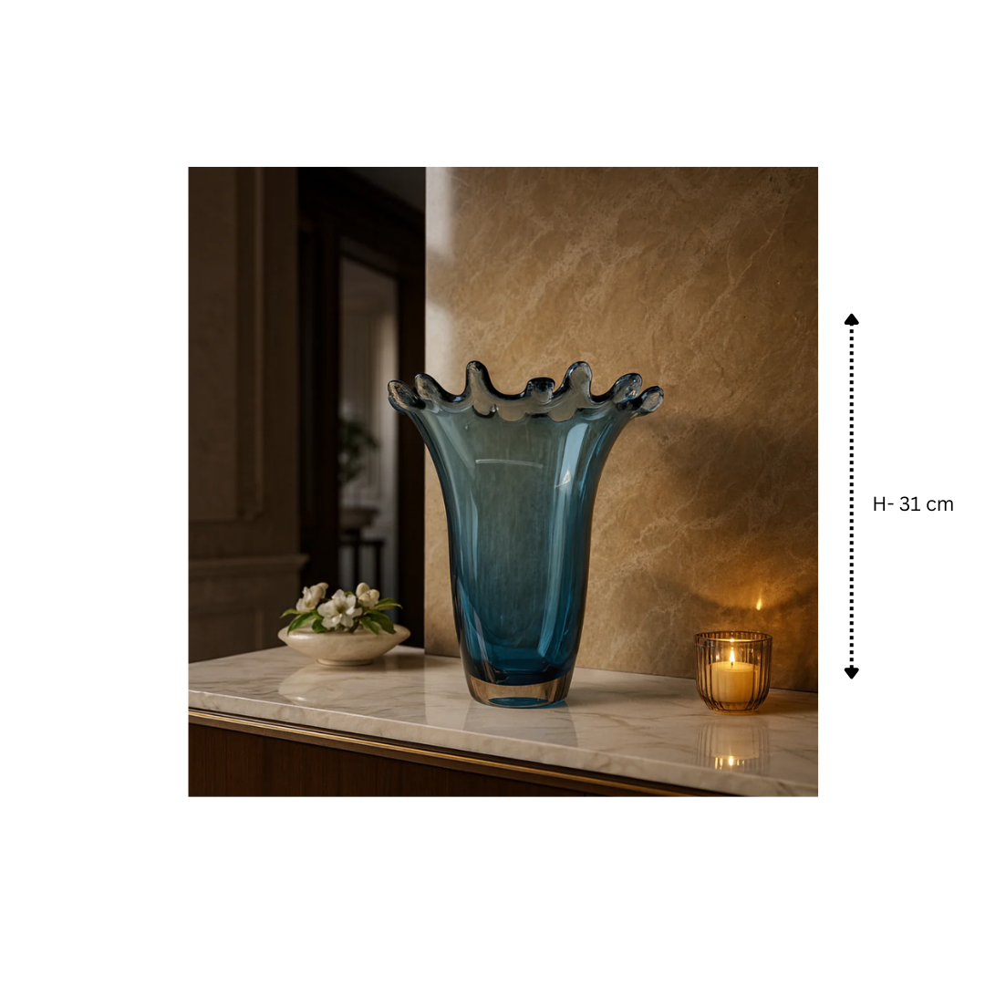 Crystal Aqua Splash Vase Large