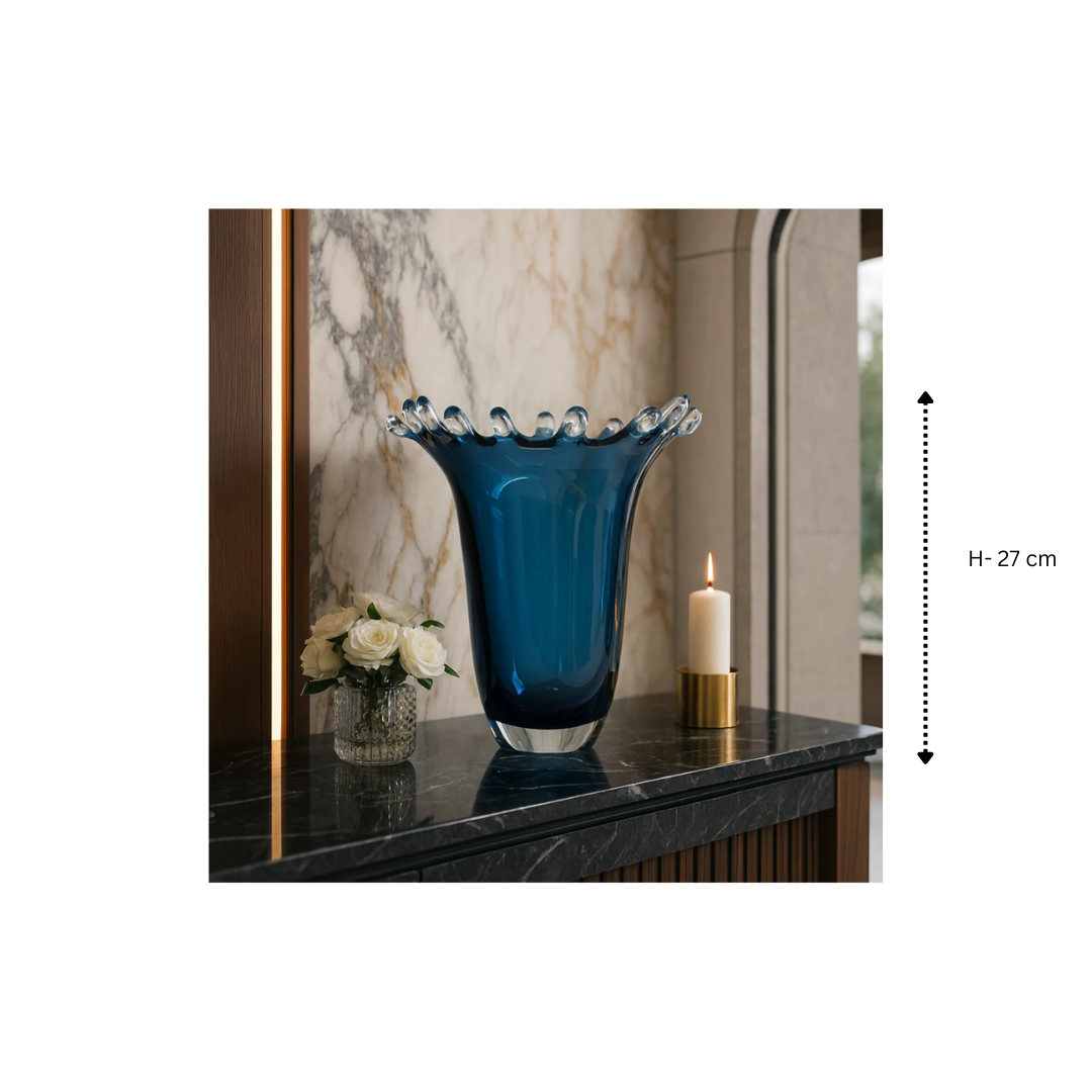 Crystal Aqua Splash Vase Small