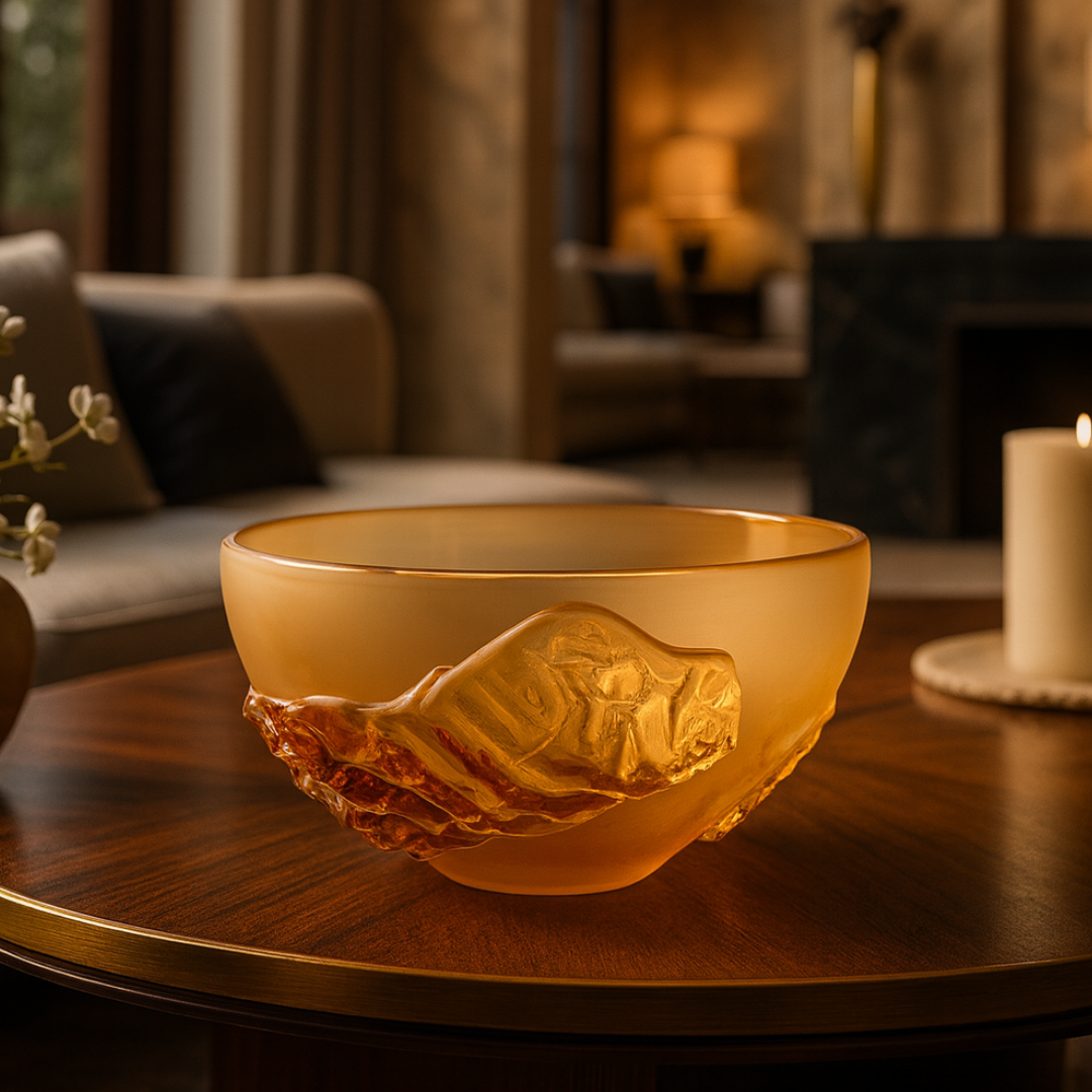 Crystal Bold Whirl Bowl Amber