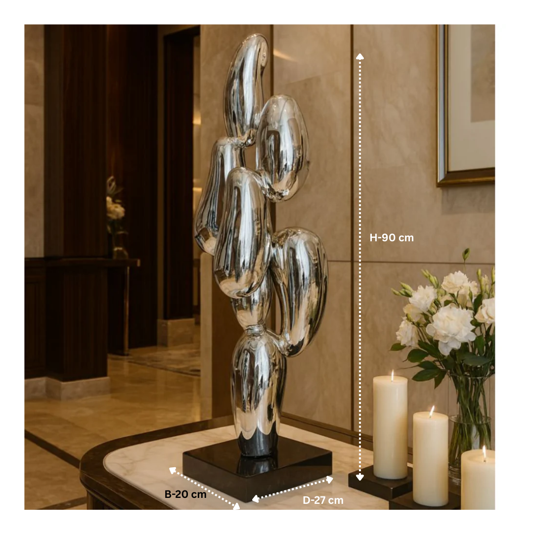 Modern Abstract Chrome Sculpture crystal
