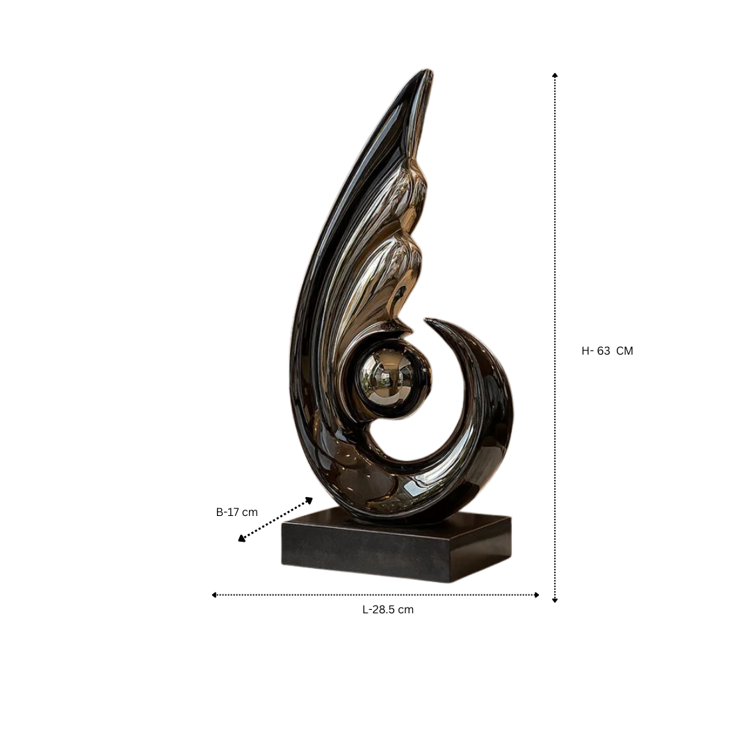 Swirl Design Artistic Sculpture Sil. Black