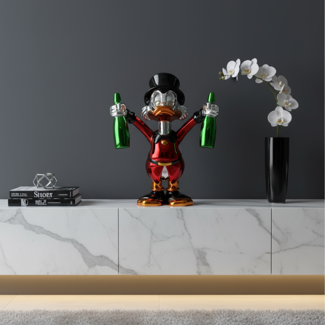 Duck Champagne Bottle Showpiece crystal