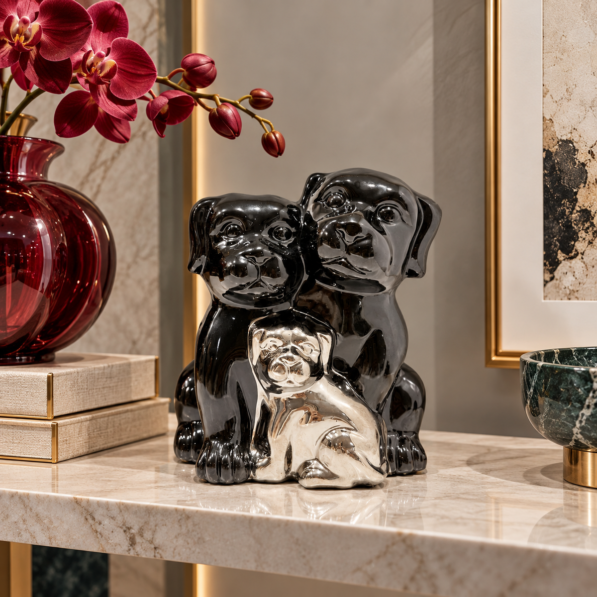 Adorable Dog Family Showpiece
