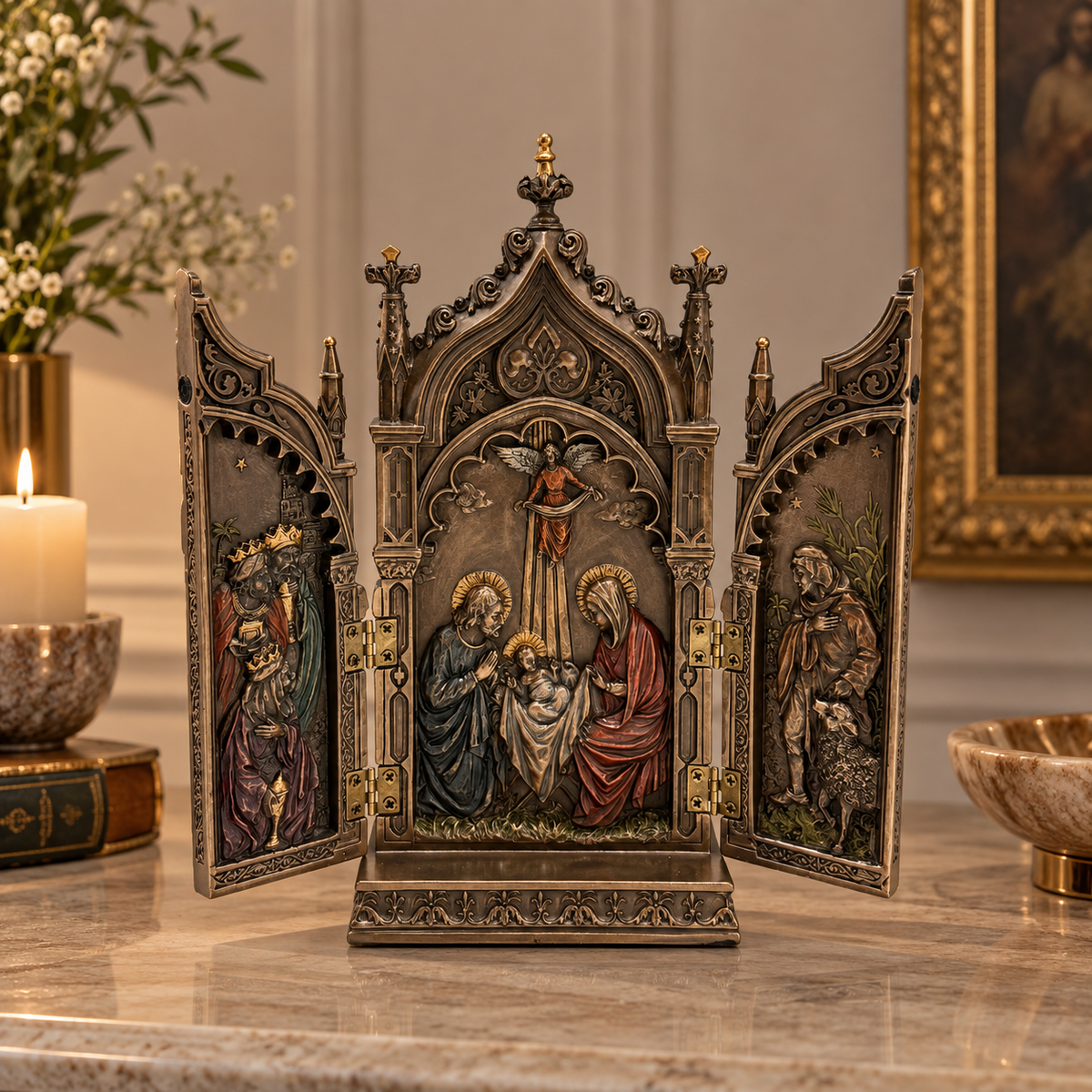 Nativity in cathedral triptych