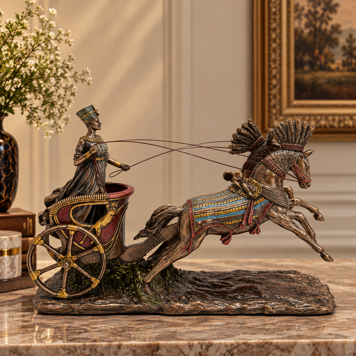Egyptian queen Nefertiti on chariot