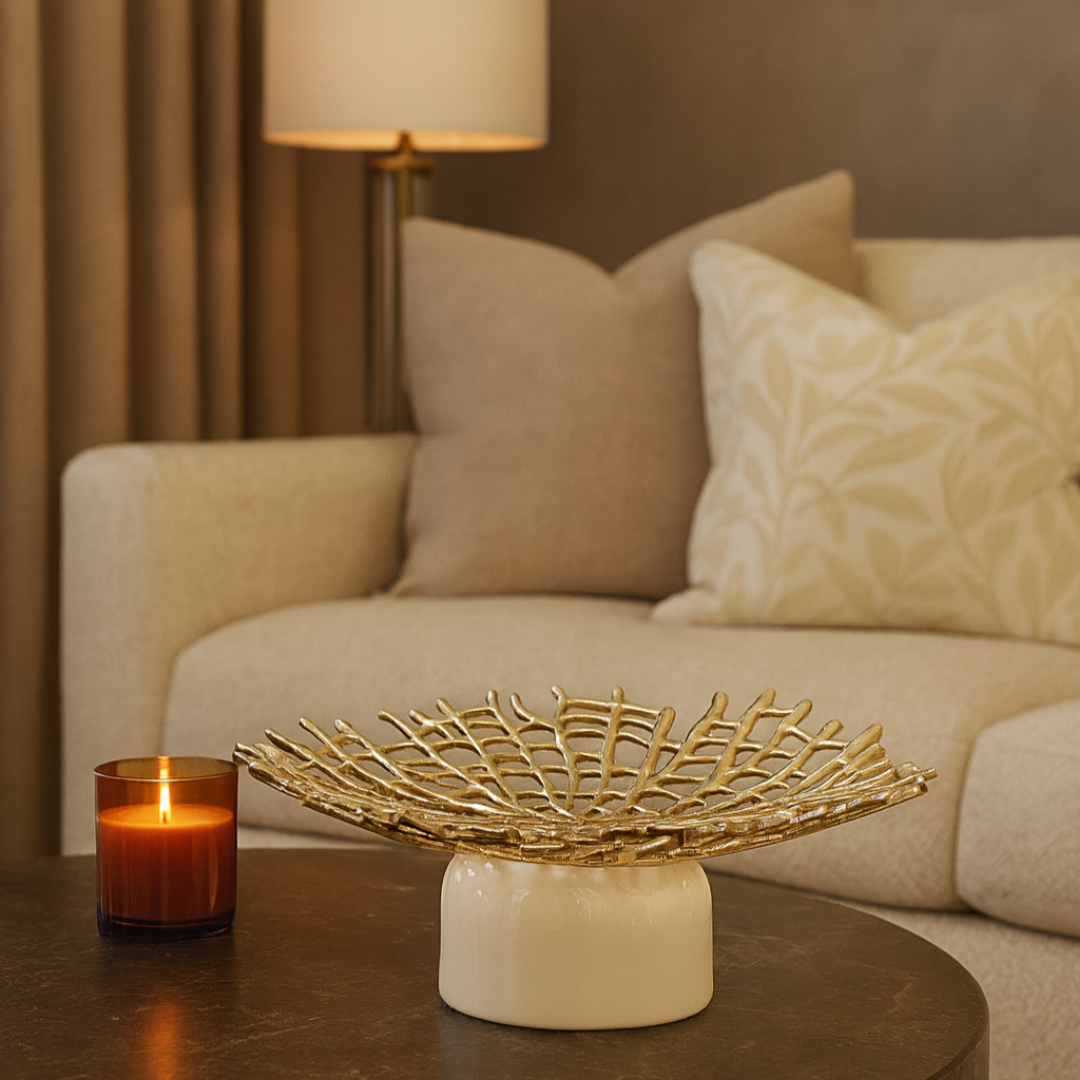 Rhyme Gold White Centerpiece (M) (H-5CM)