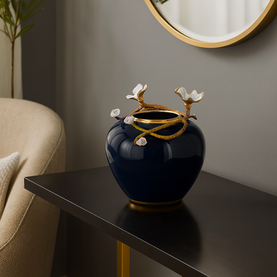 Meraki Blue Desiger Vase (ROUND) (H-24CM)