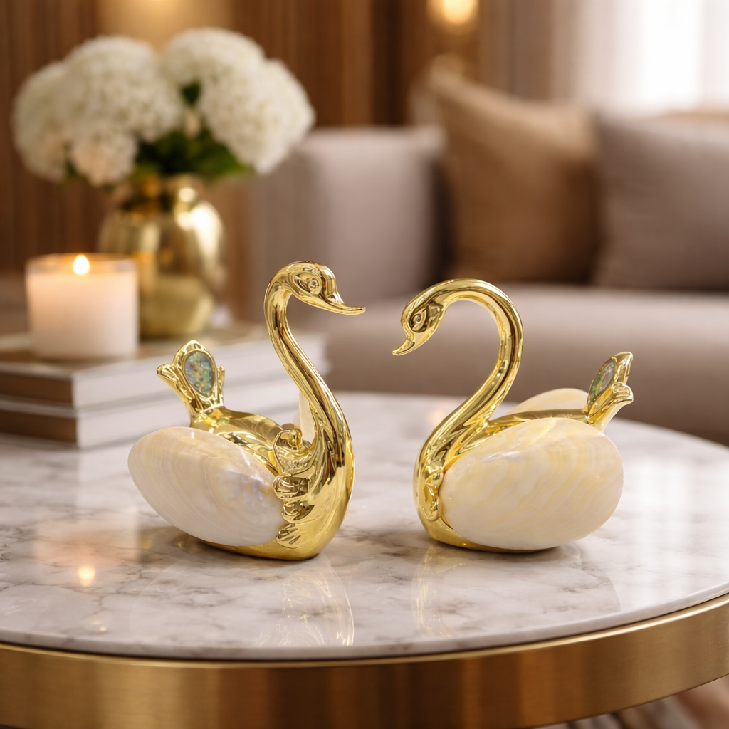 Set of 2 Swan Rose Gold