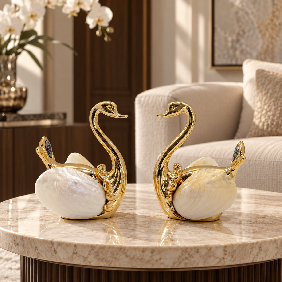Golden Grace Swans Set of 2