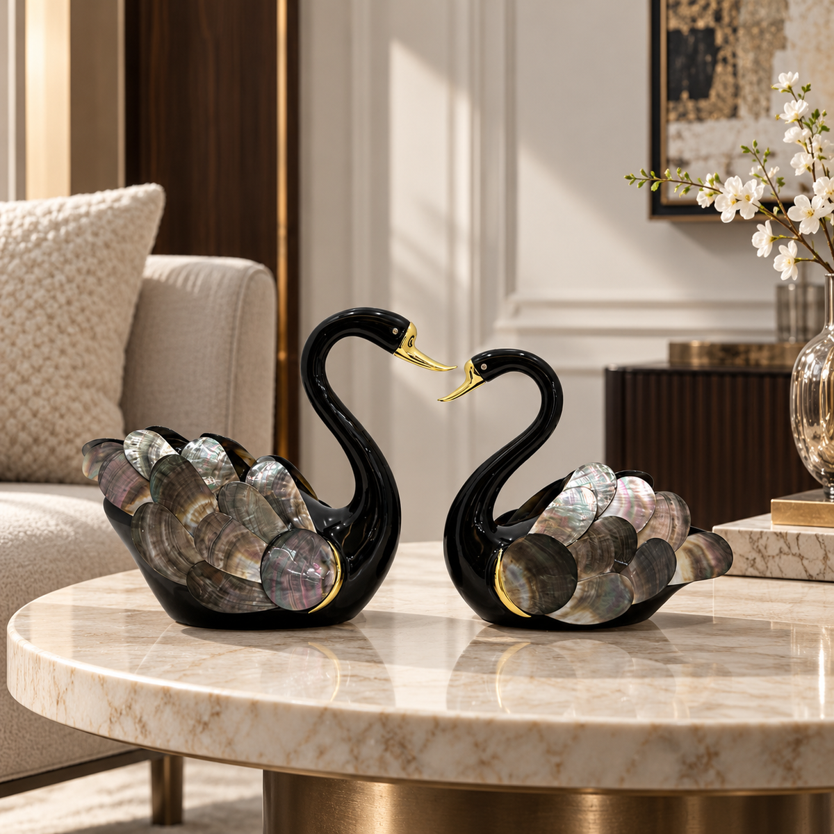 Set of 2 Swan Black & White