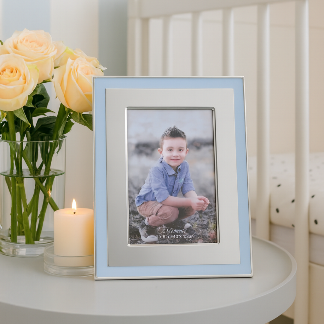 Blue & Silver Baby Photo Frame – 4x6 Inches