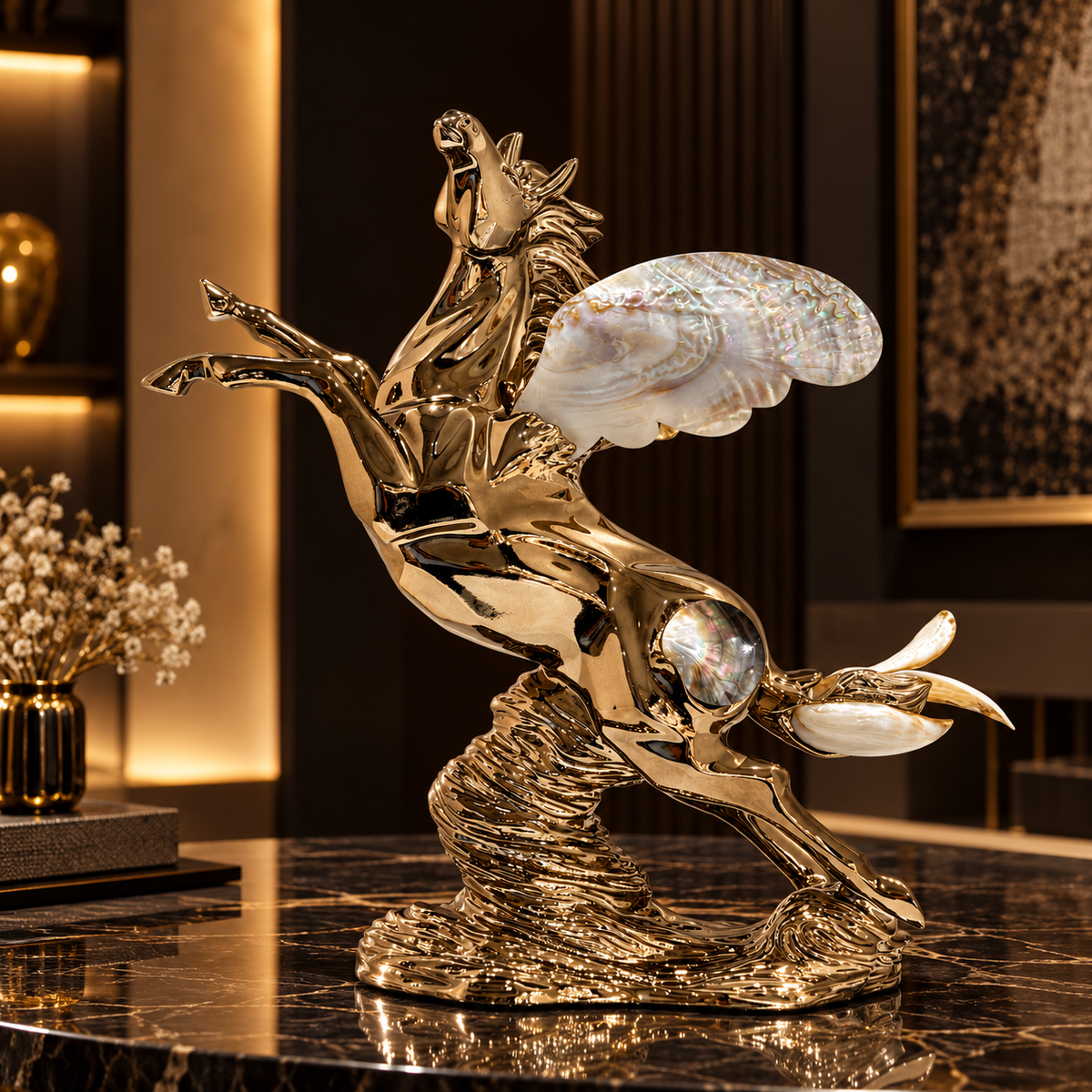 Ascendant winged stallion showpiece