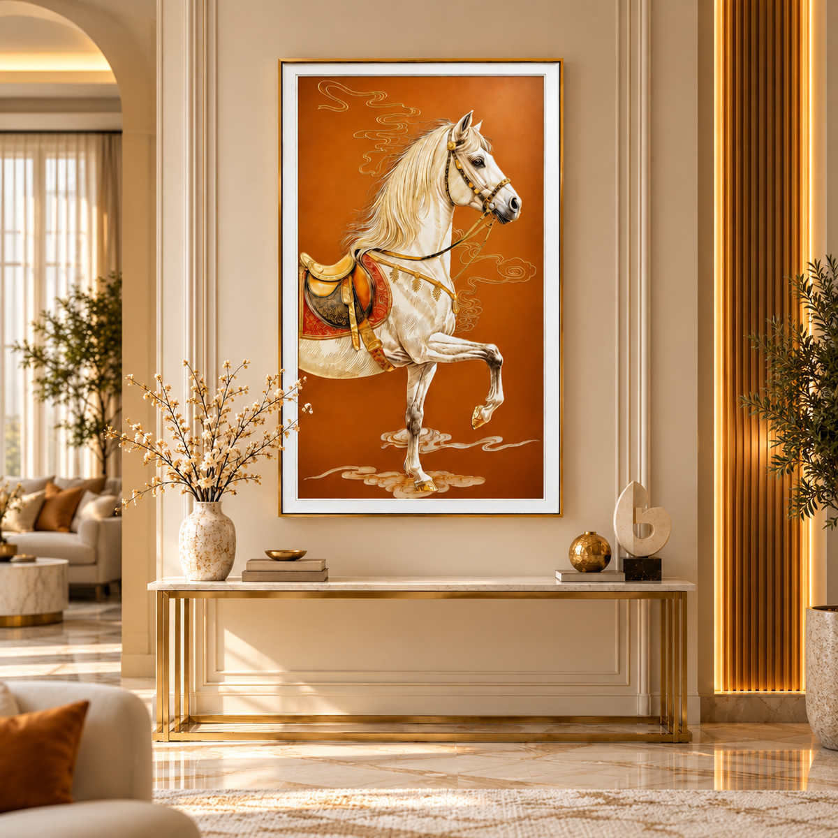 Amber dawn galloping horse painting