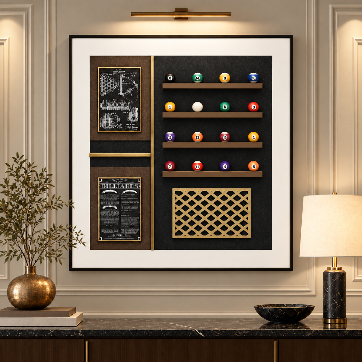 Maison billiards framed art
