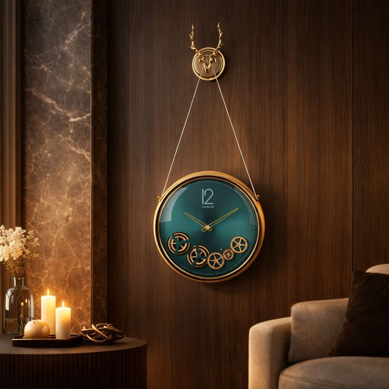 The Royal Reindeer Wall Clock- Blue