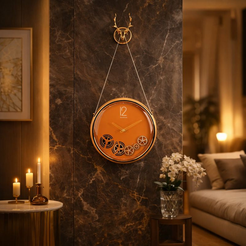 The Royal Reindeer Wall Clock- Orange