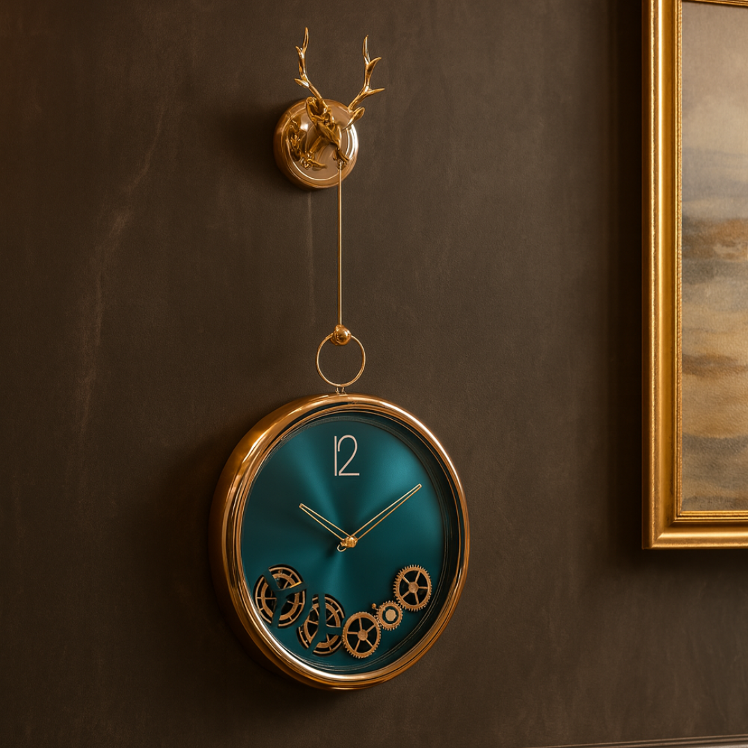 The Noble Stag Wall Clock- Blue