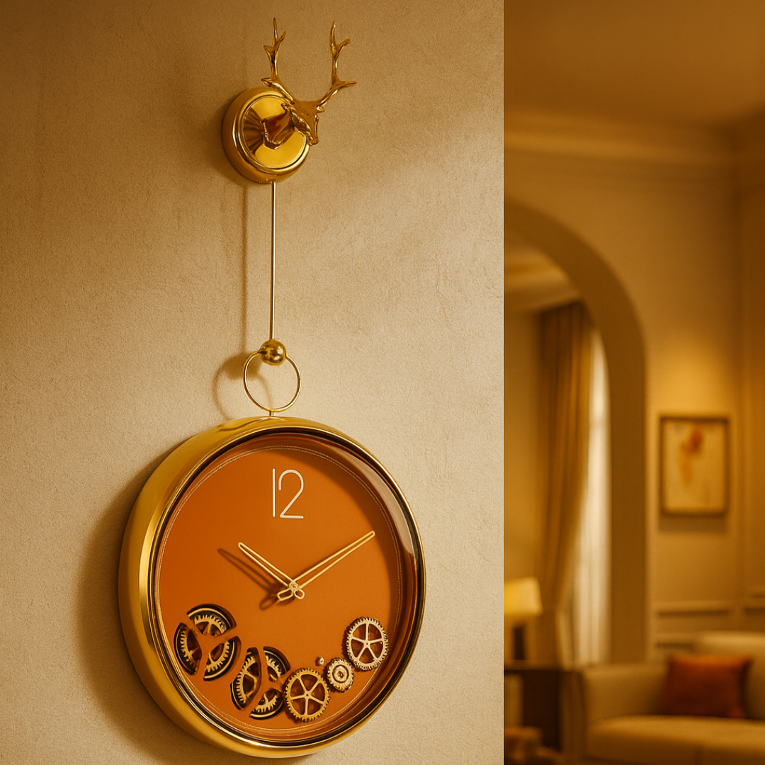 The Noble Stag Wall Clock- Orange