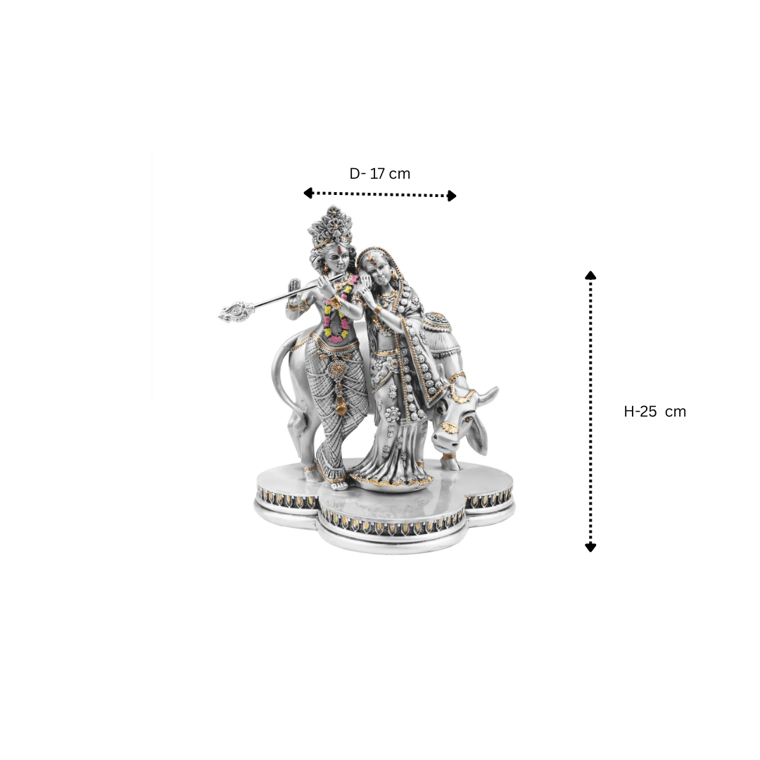 Radha Krishna with Cow Decorative Idol (H- 15 cm )