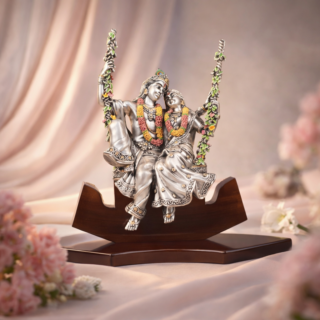 Radha Krishna on Swing Colored Small