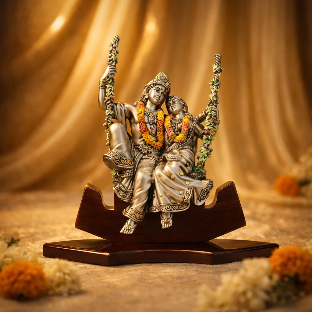 Radha Krishna on Swing Colored Large