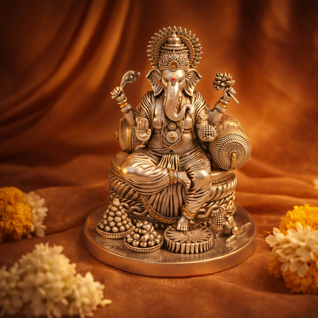 Majestic Ganesha 10 inch Silver