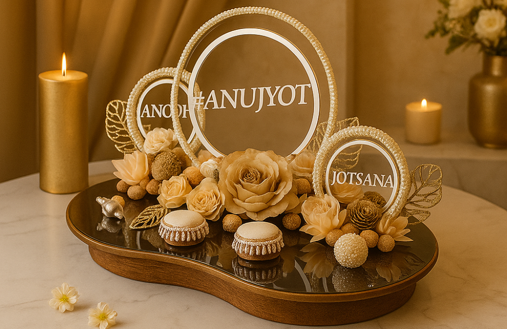 Pearl Hoop Ring Tray with Customized Hashtag Display