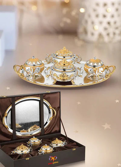 OVAL TRAY WITH ELEPHANT SUGAR POT (22001+22300 2+22301 2) Dualtone