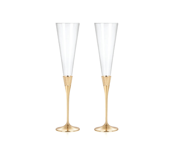 Set of 2 Champagne Flutes with Large Art Deco Style  Photo Frame