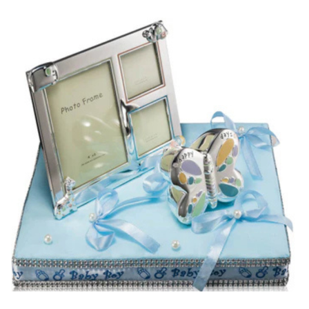 “Baby Boy” Newborn Gift Set – Photo Frame & Butterfly Keepsake
