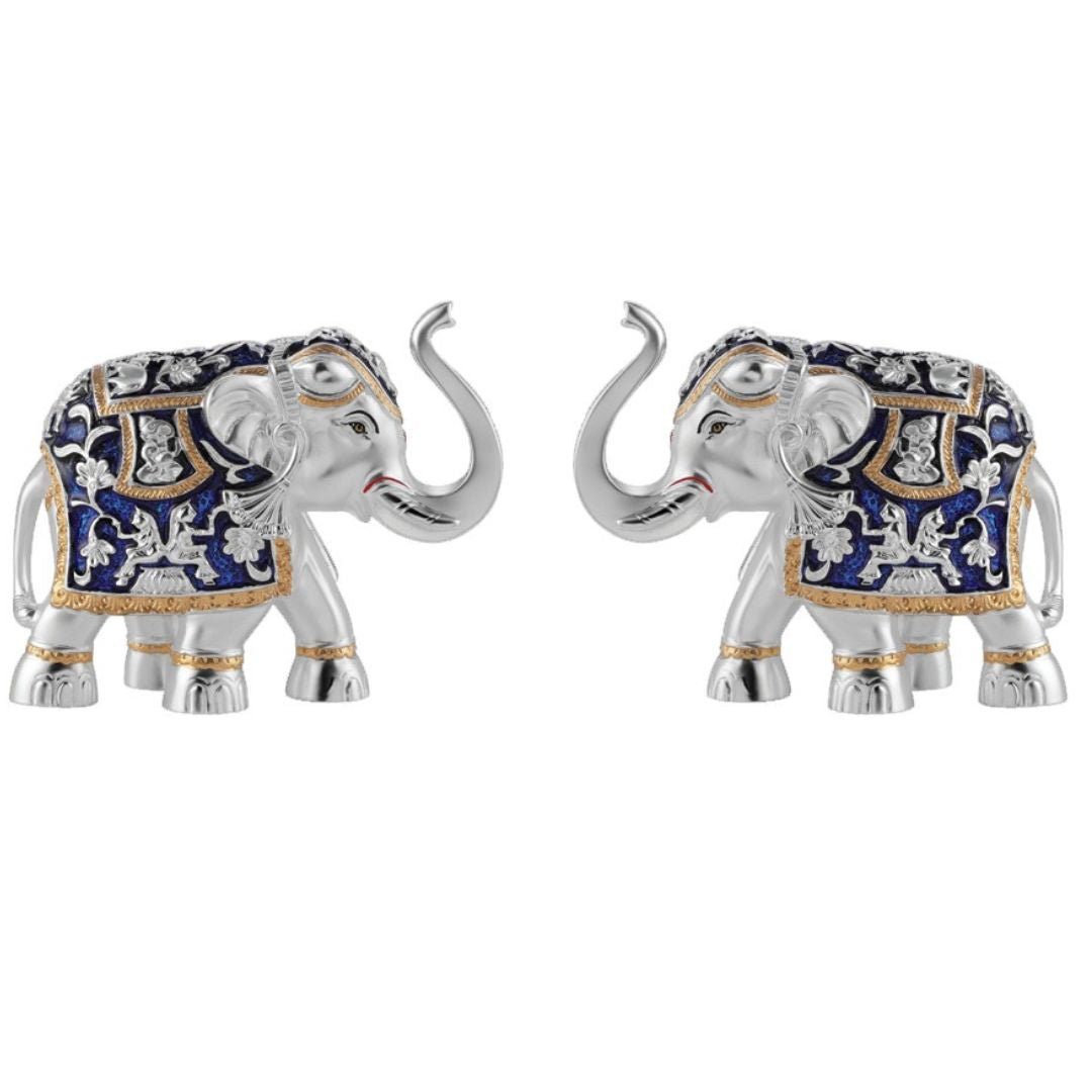 Set of 2  Silver Blue Meena Medium (9.5cm)