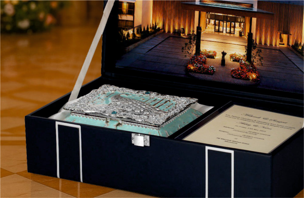 Luxe Invitation Box with Palace-Themed Backdrop