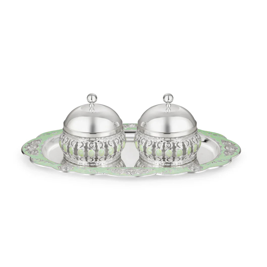 Oval Tray With Wet of 2 Candy Jars