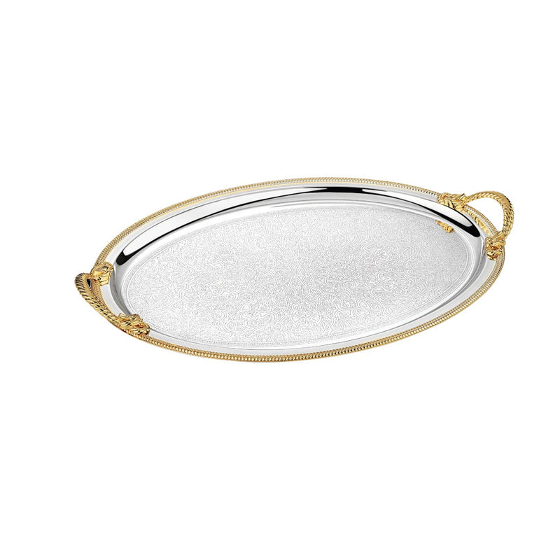 Oval Tray with Handle Dual tone Small