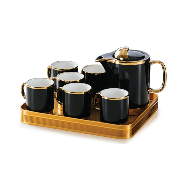 8 Pc Executive Tea Set With Tray Black