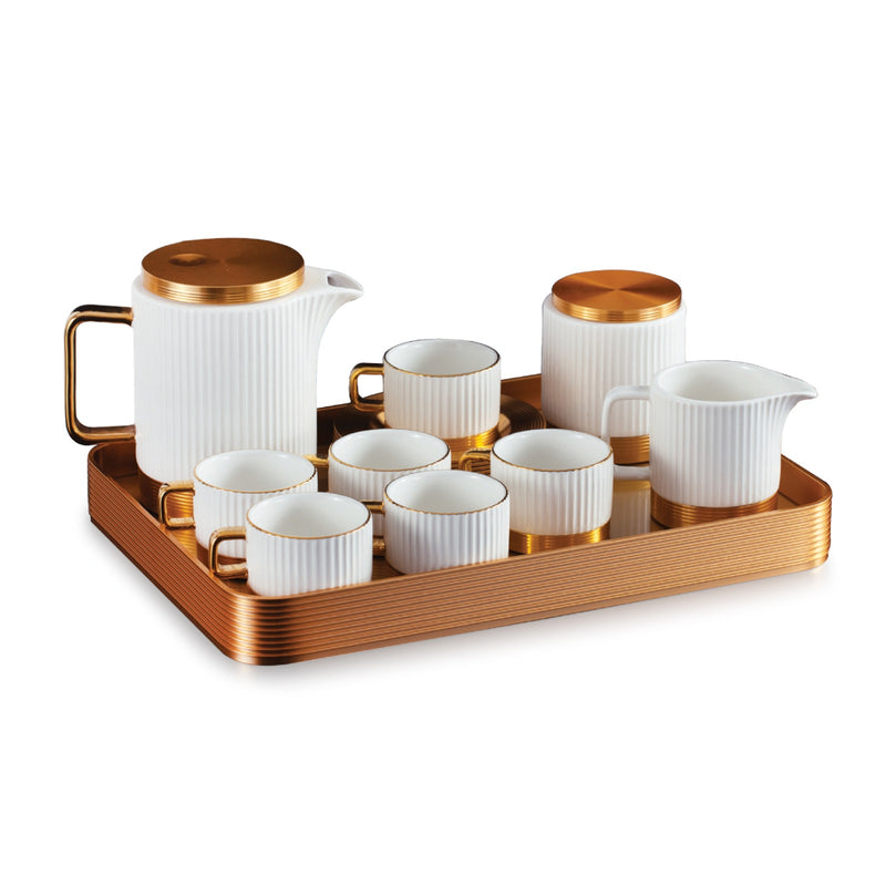 16 Pc Luxury Tea Set With Tray White